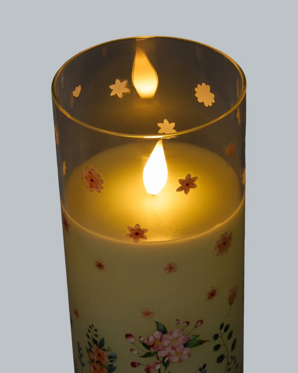 3 LED-Glaskerzen "Frühling"