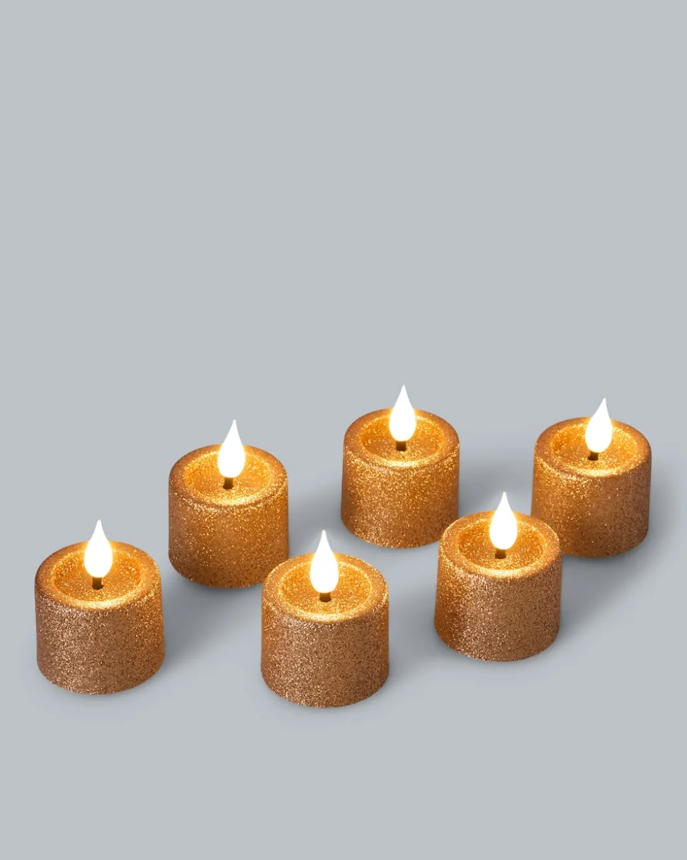 LED-Teelichter "Glitzer", 6tlg.