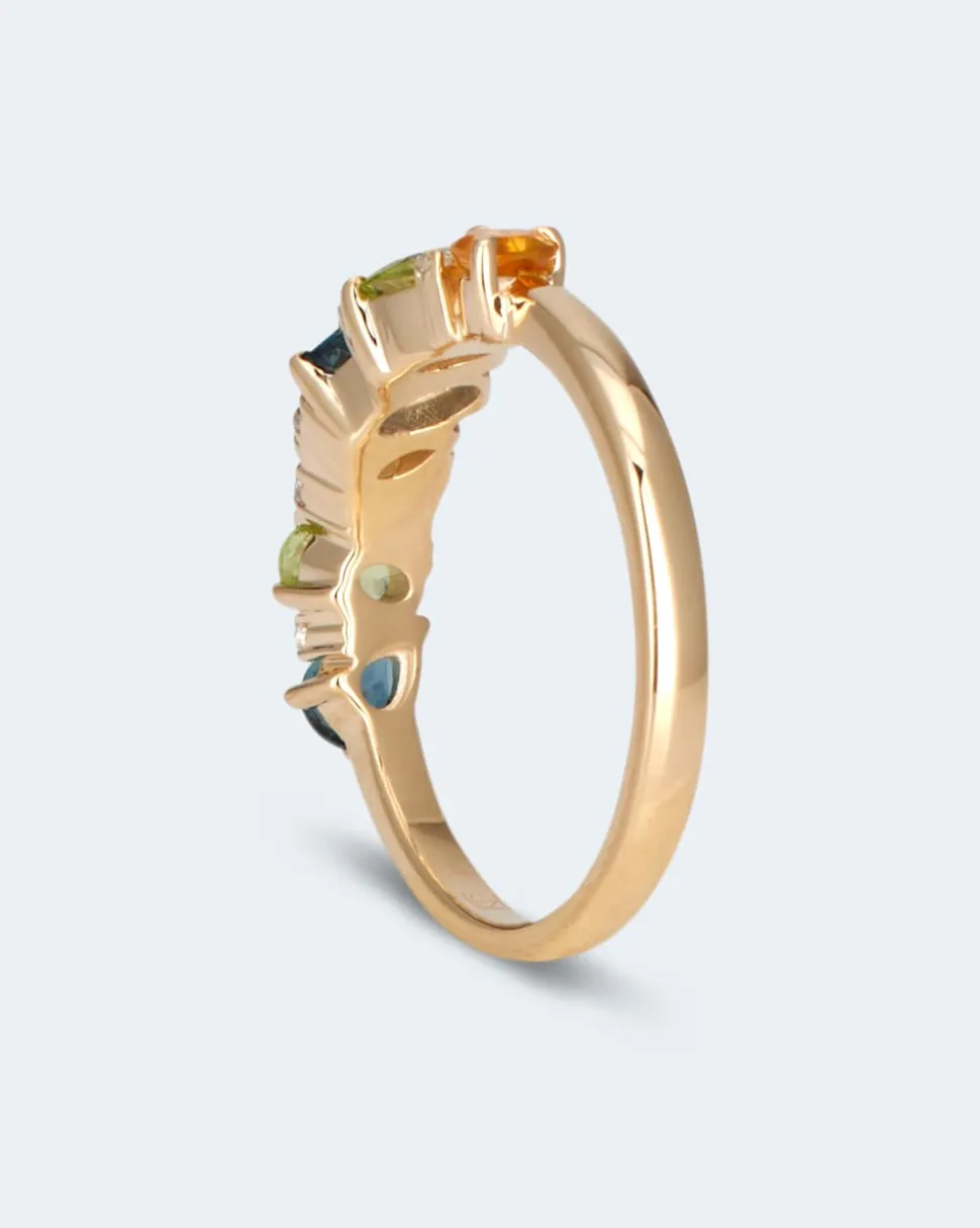 Ring mit Edelsteinmix, Diamanten & Brillanten