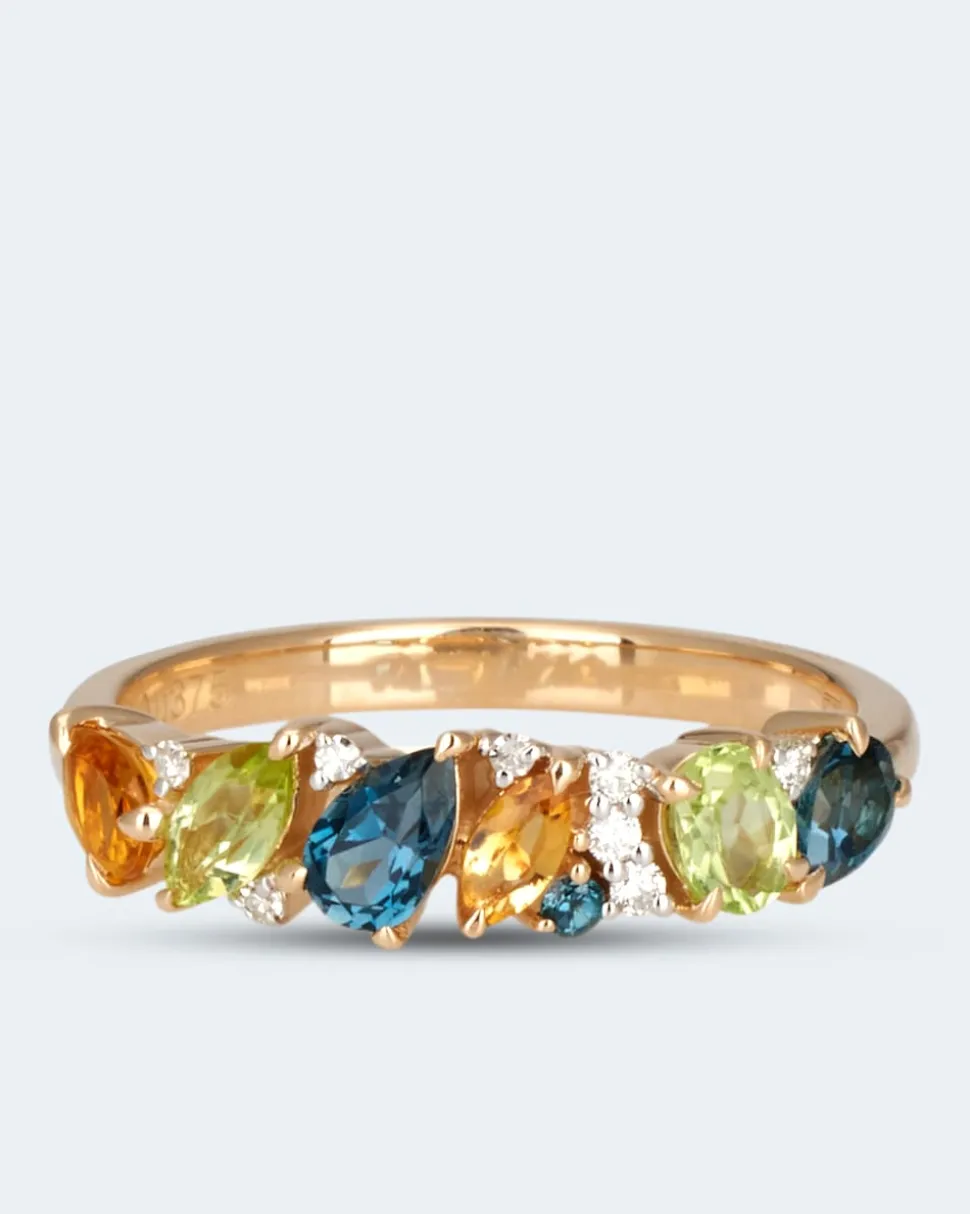 Ring mit Edelsteinmix, Diamanten & Brillanten