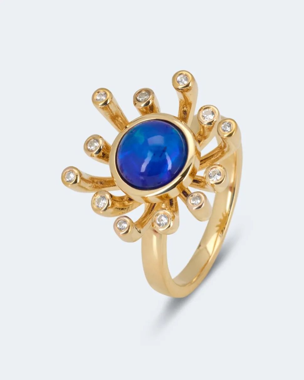 Ring mit Kristallopal und Zirkon